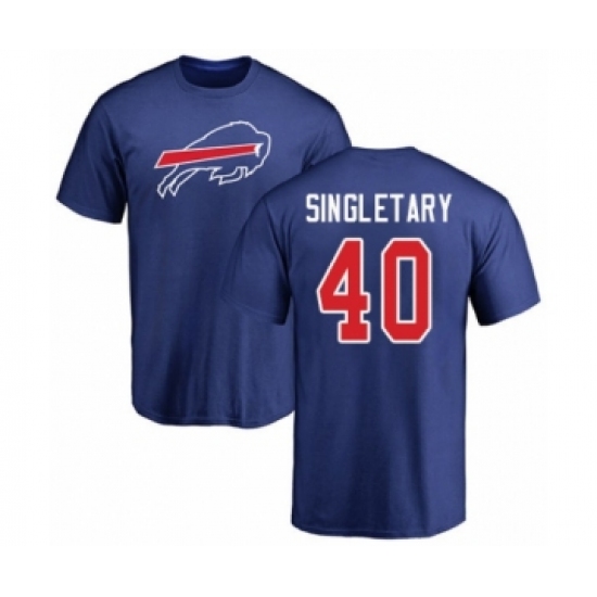 Football Buffalo Bills #40 Devin Singletary Royal Blue Name & Number Logo T-Shirt
