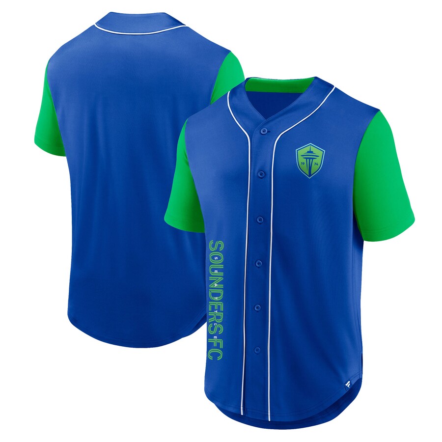Men's Seattle Sounders FC Fanatics Blue Balance Fashion Baseball Jersey