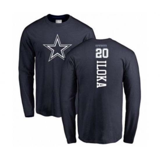 Football Dallas Cowboys #20 George Iloka Navy Blue Backer Long Sleeve T-Shirt