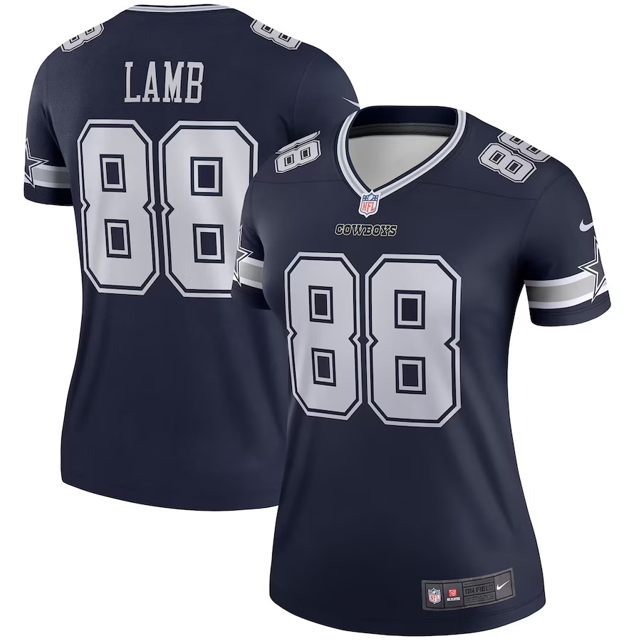 Women's Dallas Cowboys CeeDee Lamb Nike Navy Legend Player Performance Top
