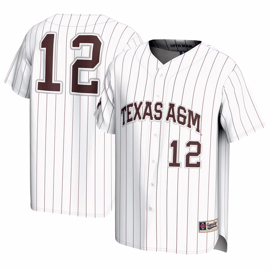 #12 Texas A&M Aggies GameDay Greats Unisex Baseball Lightweight Fashion Jersey - White