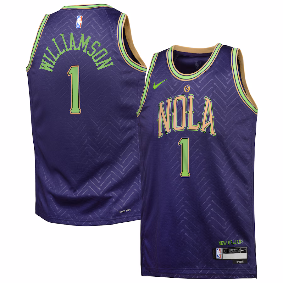Youth New Orleans Pelicans Zion Williamson Nike Purple 2024/25 Swingman Player Jersey - City Edition