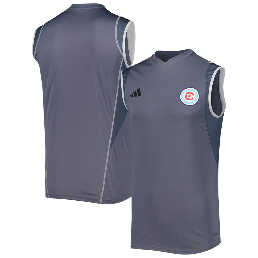 Men's Chicago Fire adidas Gray 2023 On-Field Sleeveless Training Jersey