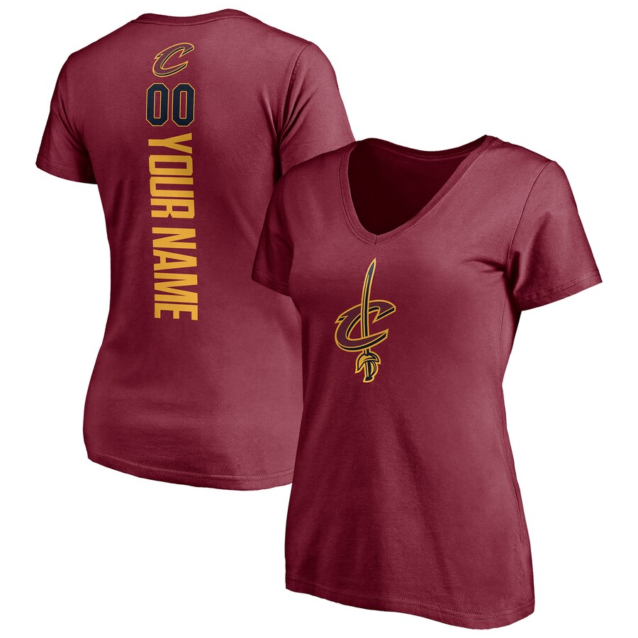 Women's Cleveland Cavaliers Wine Playmaker Personalized Name & Number V-Neck T-Shirt