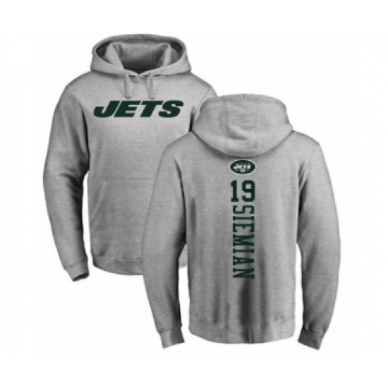 Football New York Jets #19 Trevor Siemian Ash Backer Pullover Hoodie