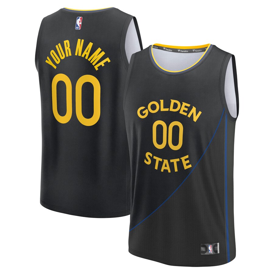 Men's Golden State Warriors Fanatics Black Fast Break Custom Jersey - Statement Edition