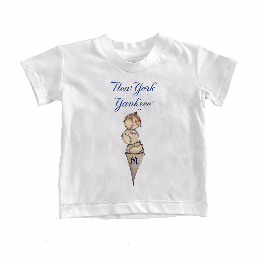 Youth New York Yankees Tiny Turnip White Triple Scoop T-Shirt