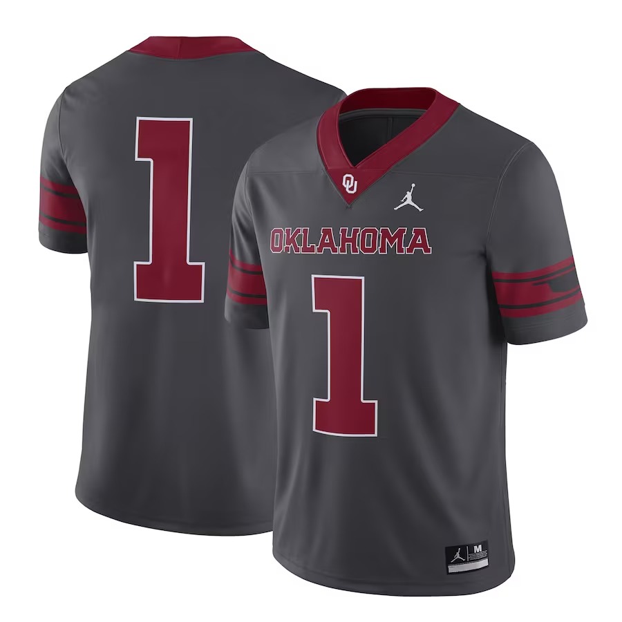 #1 Oklahoma Sooners Jordan Brand Alternate Game Jersey - Anthracite