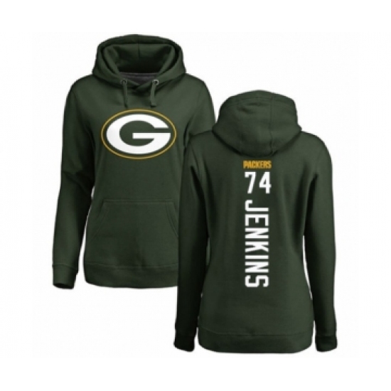 Football Women's Green Bay Packers #74 Elgton Jenkins Green Backer Hoodie