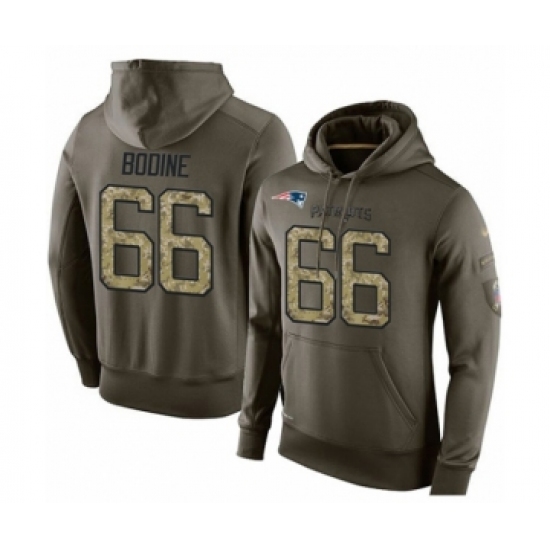 Football New England Patriots #66 Russell Bodine Green Salute To Service Men's Pullover Hoodie