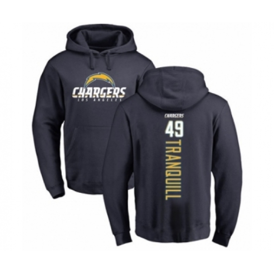 Football Los Angeles Chargers #49 Drue Tranquill Navy Blue Backer Pullover Hoodie