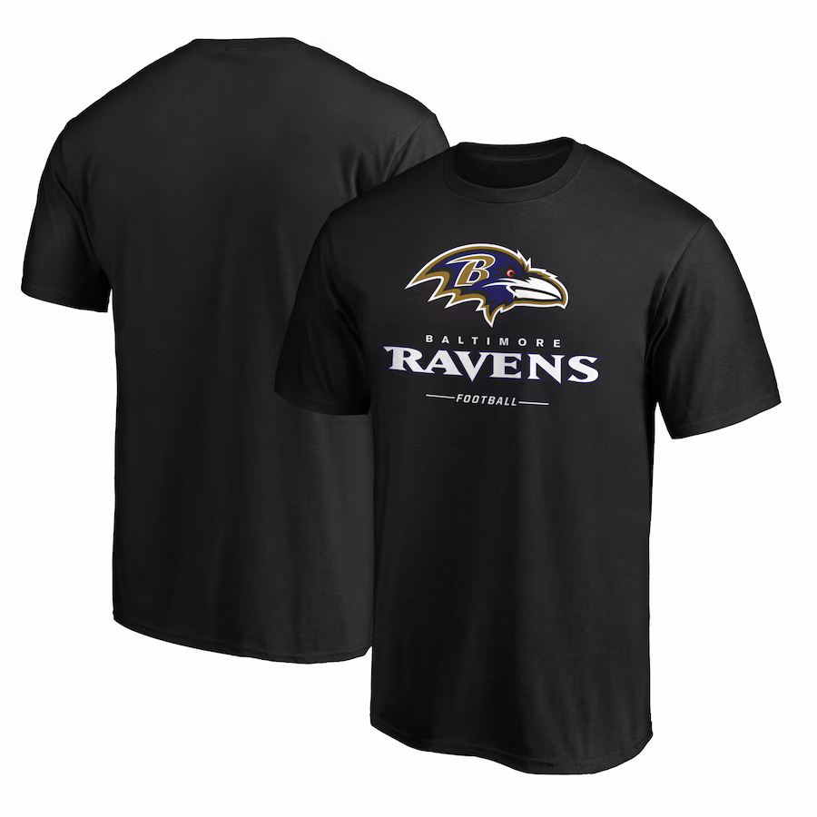 Men's Baltimore Ravens Lamar Jackson Black Team Wordmark Name & Number T-Shirt