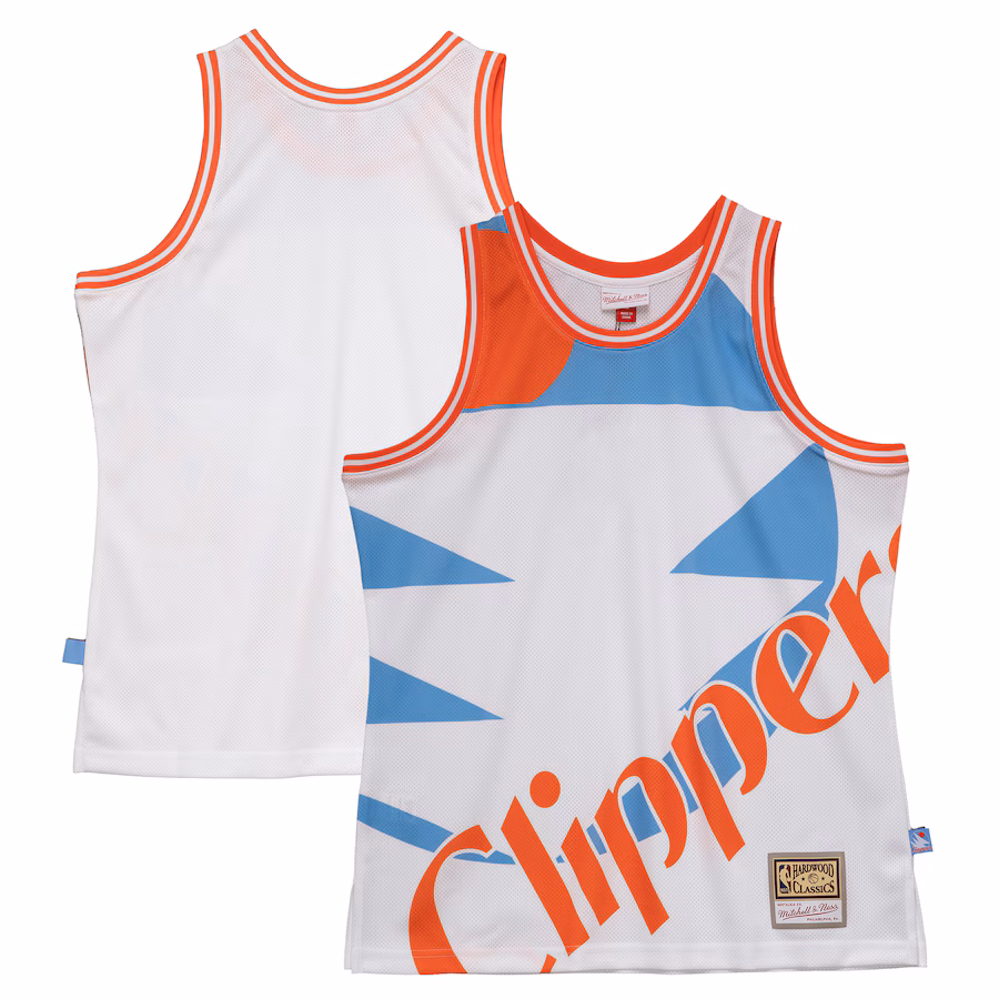 Men's San Diego Clippers  Mitchell & Ness White Hardwood Classics Blown Out Fashion Jersey