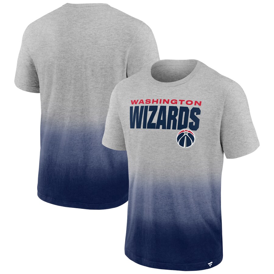 Men's Washington Wizards Fanatics Heathered Gray/Navy Board Crasher Dip-Dye T-Shirt