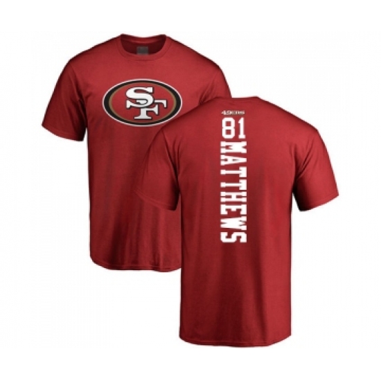 Football San Francisco 49ers #81 Jordan Matthews Red Backer T-Shirt