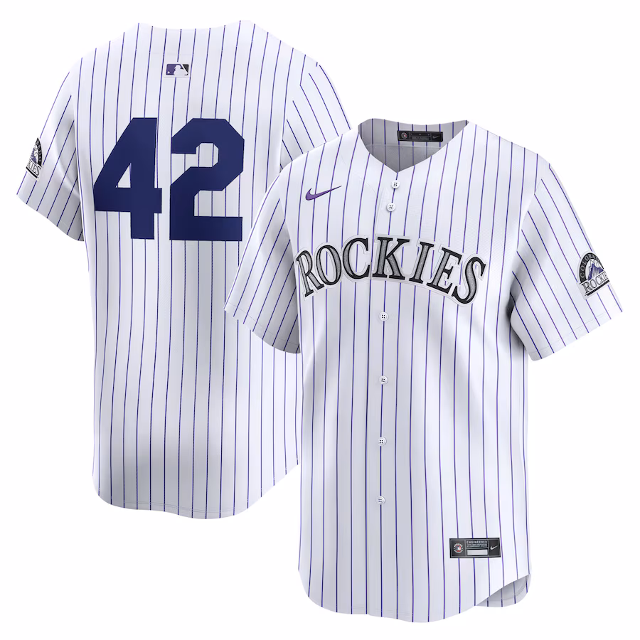 Men's Colorado Rockies  Nike White 2024 Jackie Robinson Day Home Limited Jersey