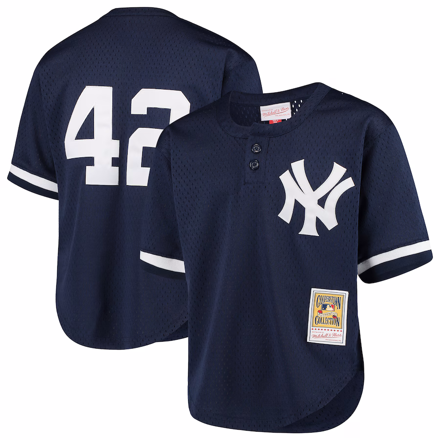 Youth New York Yankees Mariano Rivera Mitchell & Ness Navy Cooperstown Collection Mesh Batting Practice Jersey