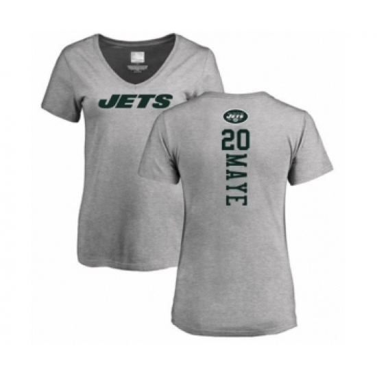 Football Women's New York Jets #20 Marcus Maye Ash Backer T-Shirt