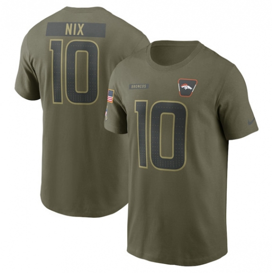 Men's Denver Broncos #10 Bo Nix Olive 2025 Salute to Service Name & Number T-Shirt
