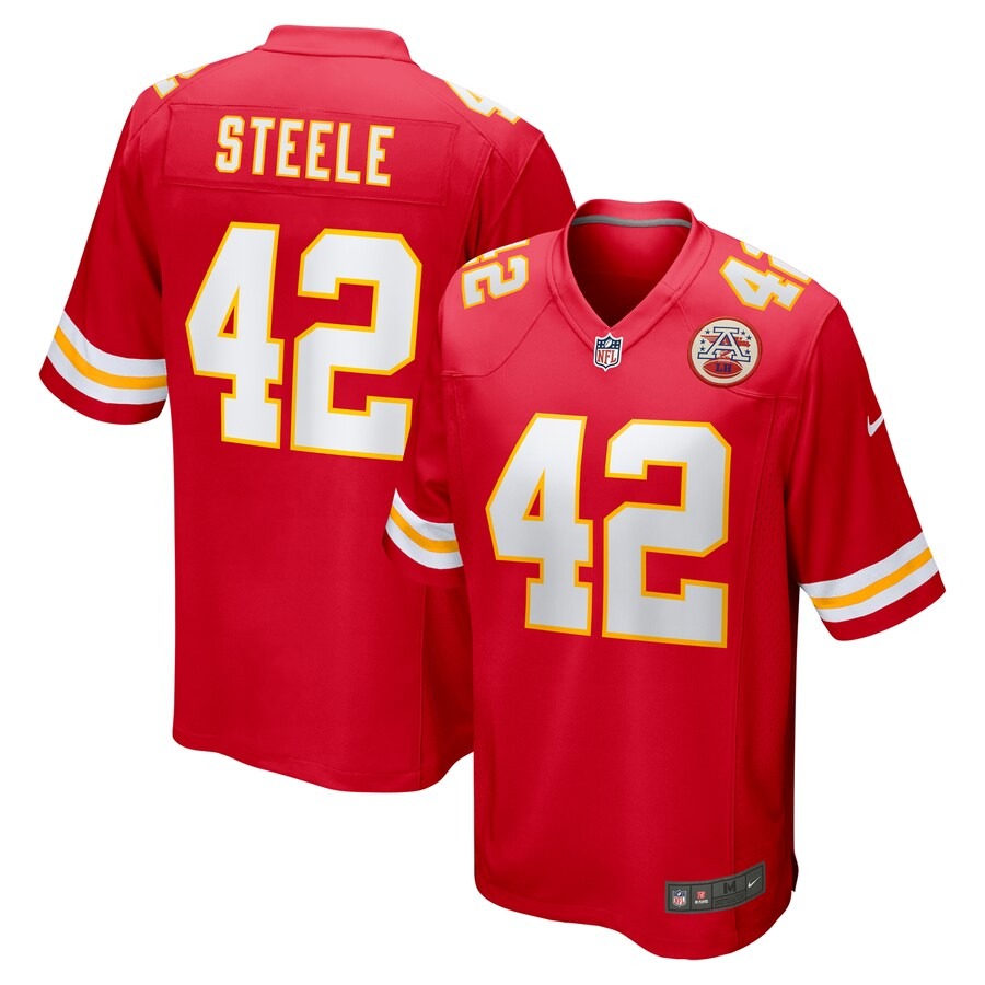 Men's Kansas City Chiefs Carson Steele Nike Red Game Jersey