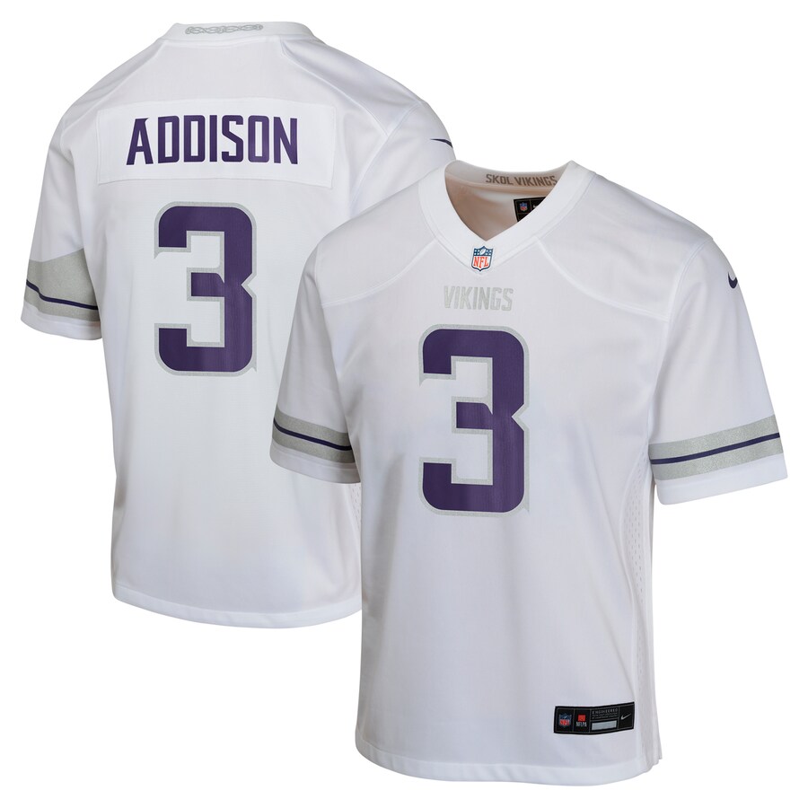 Youth Minnesota Vikings Jordan Addison Nike White Game Jersey