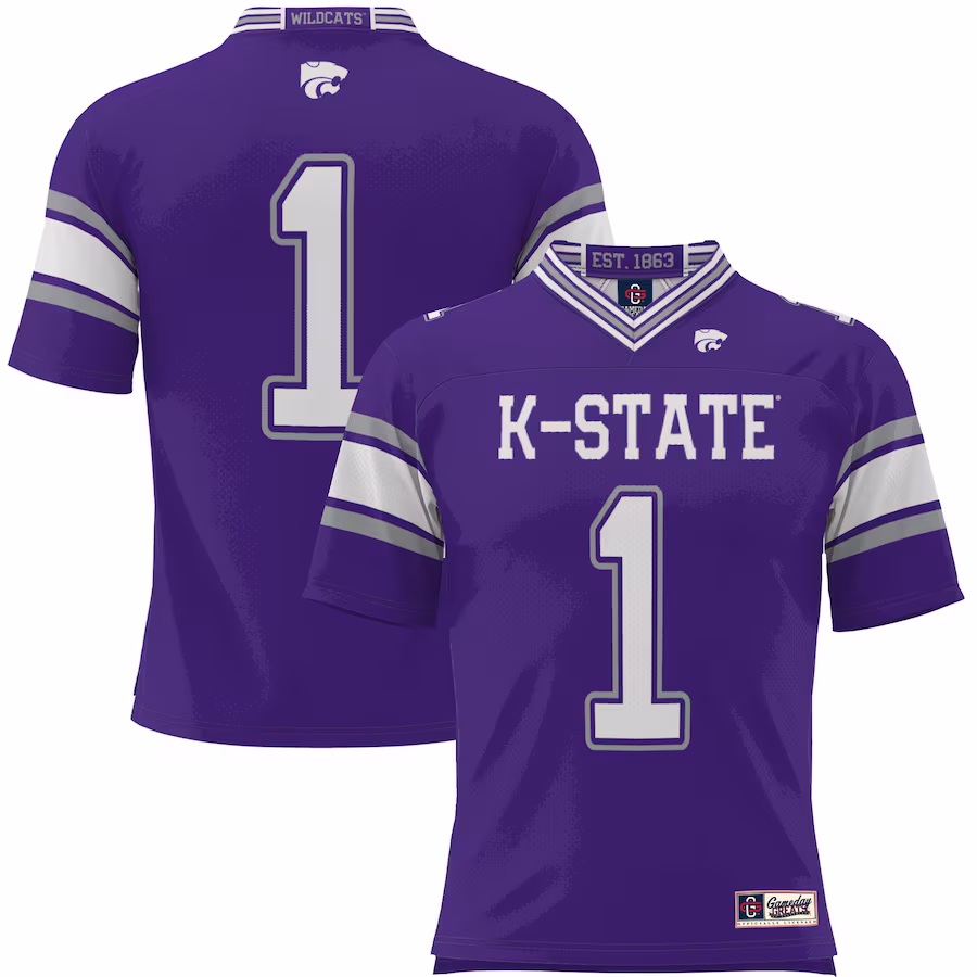 #1 Kansas State Wildcats GameDay Greats Youth Endzone Football Jersey - Purple