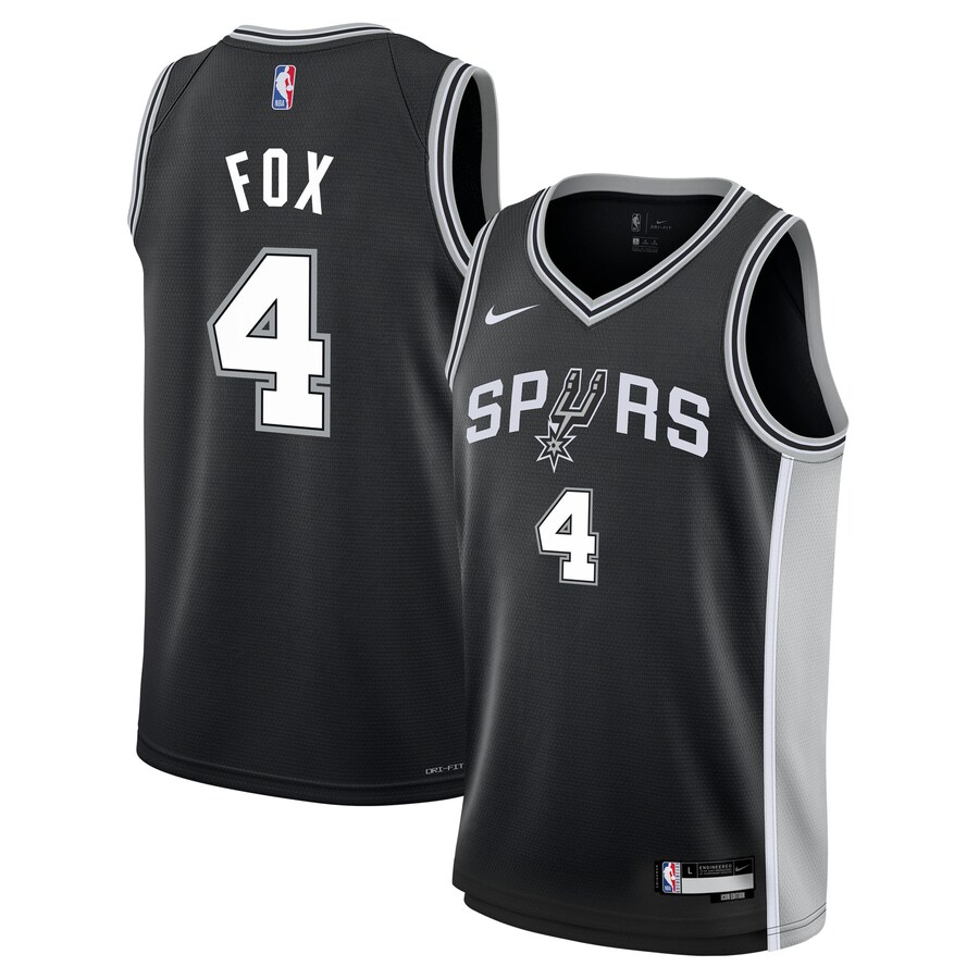 Youth San Antonio Spurs De'Aaron Fox Nike Black Swingman Jersey - Icon Edition