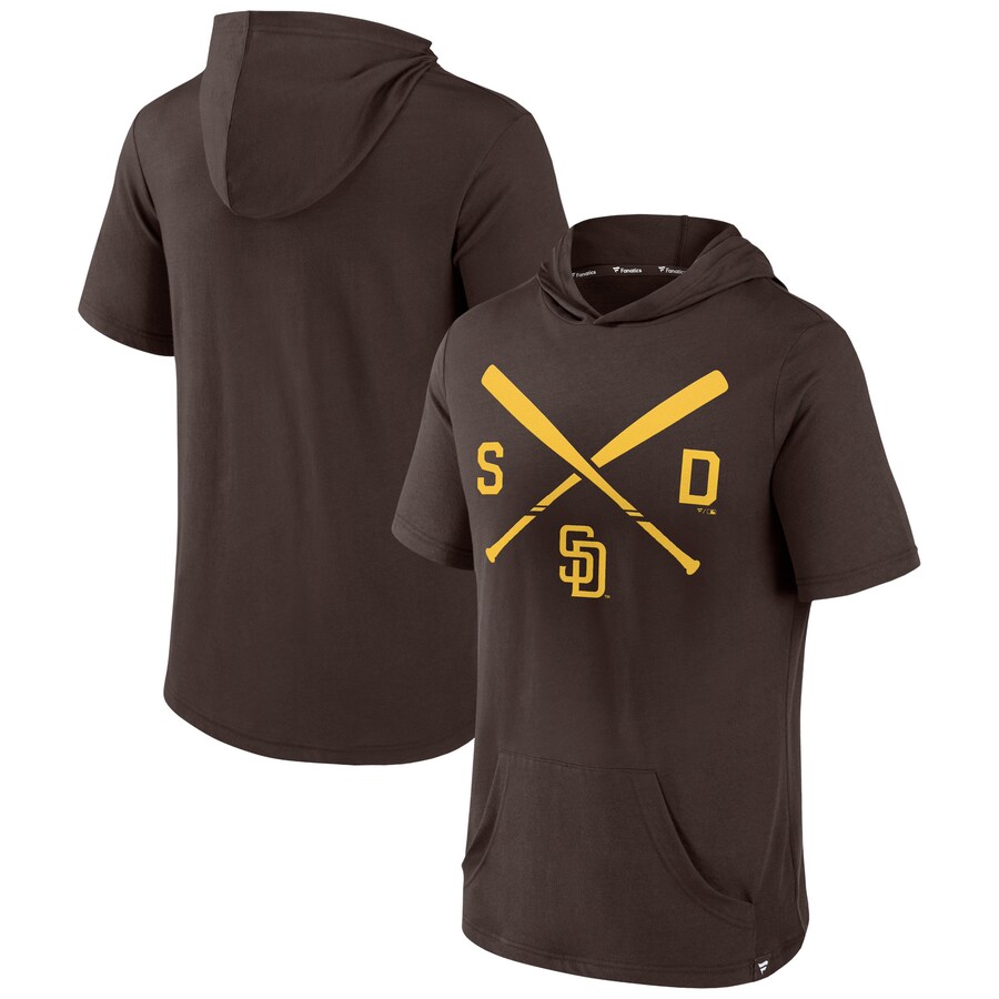 Men's San Diego Padres Fanatics Brown Iconic Rebel Short Sleeve Hooded Top