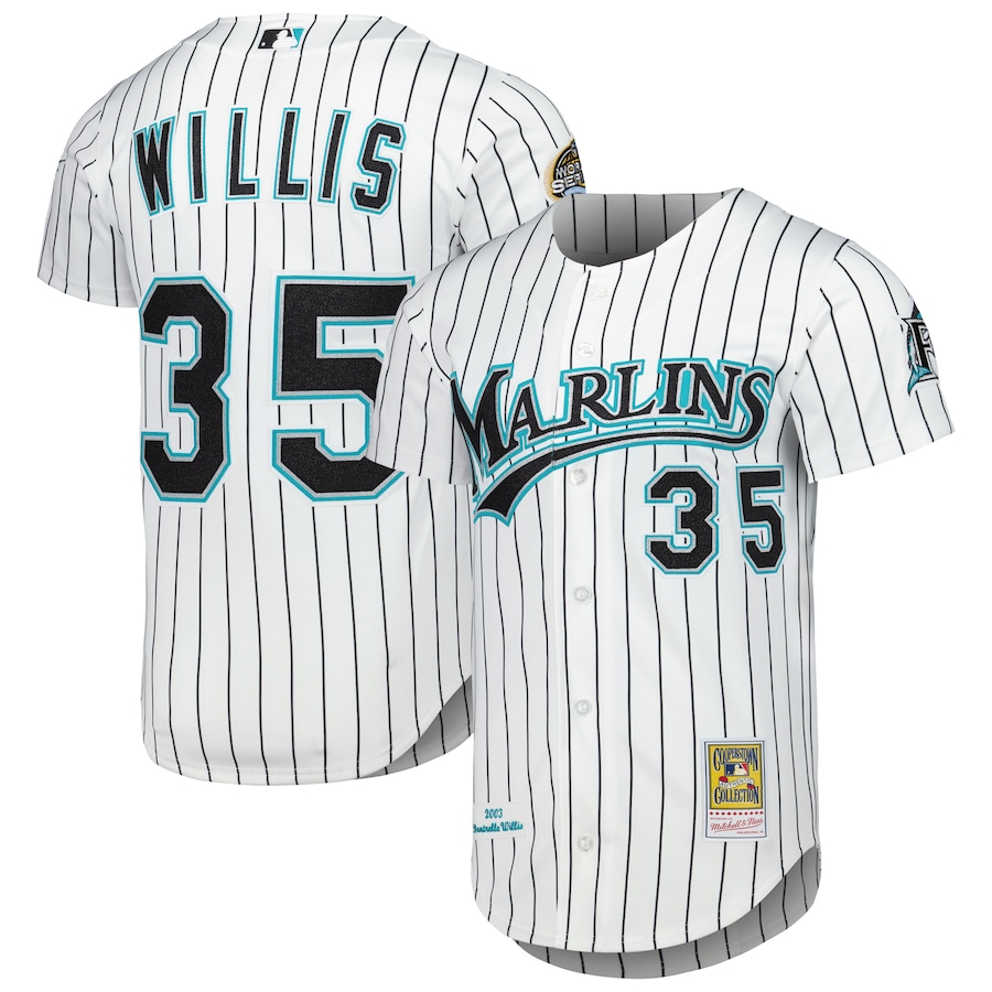 Men's Florida Marlins Dontrelle Willis Mitchell & Ness White Cooperstown Collection Authentic Jersey