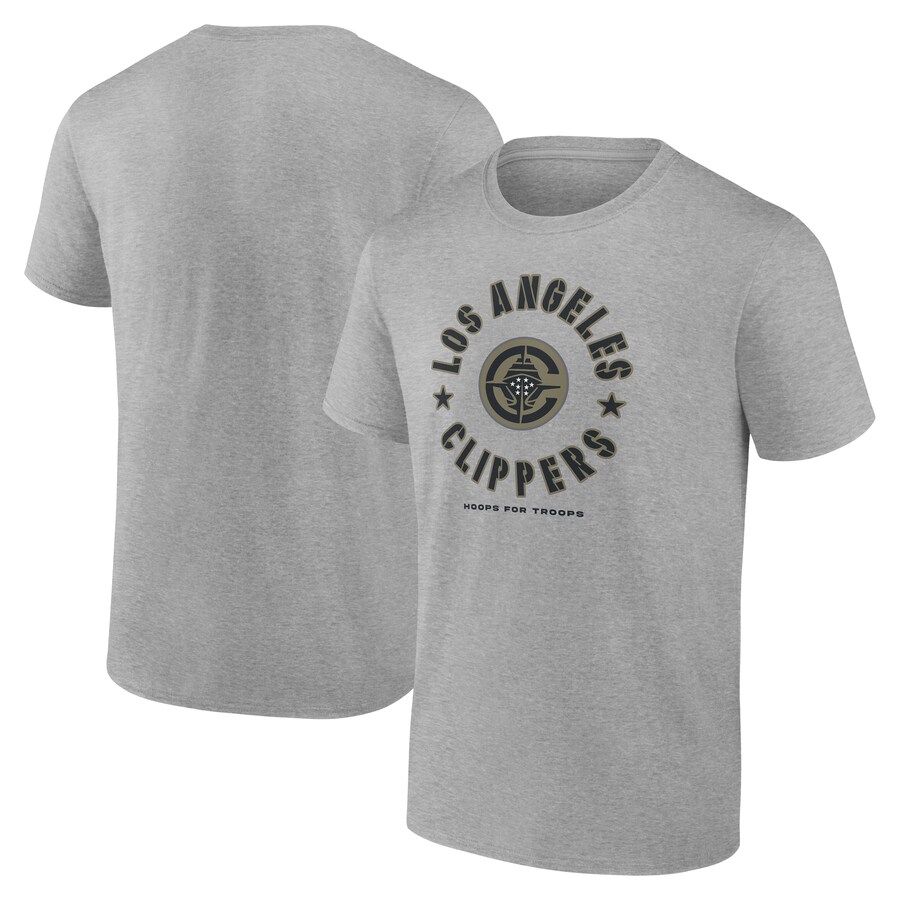 Men's LA Clippers Heather Gray Hoops for Troops T-Shirt