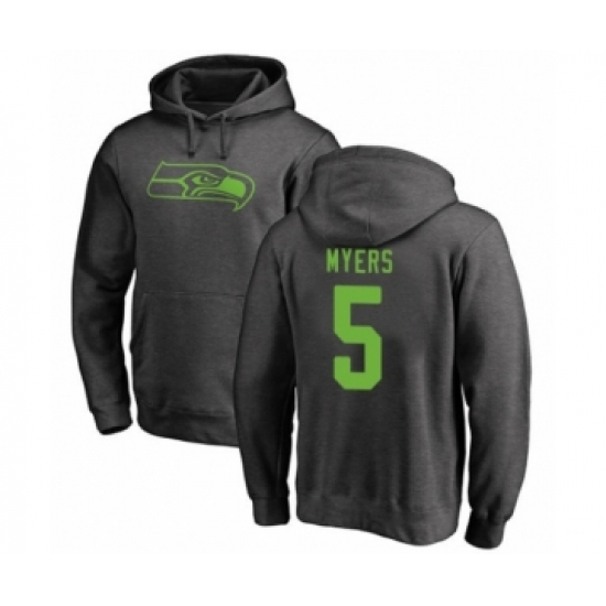 Football Seattle Seahawks #5 Jason Myers Ash One Color Pullover Hoodie
