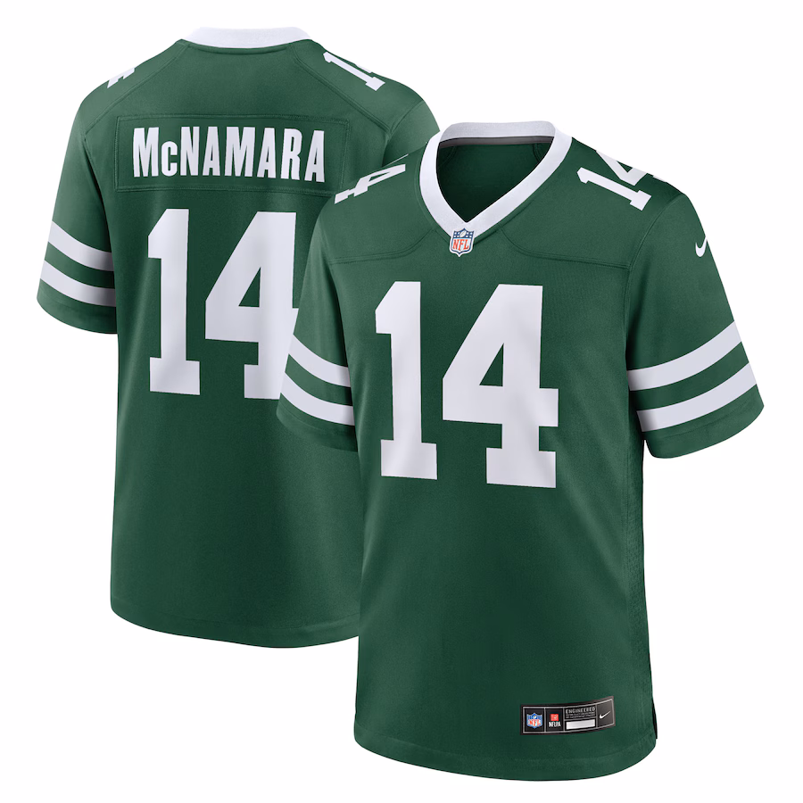 Men's New York Jets Austin McNamara Nike Legacy Green Team Game Jersey