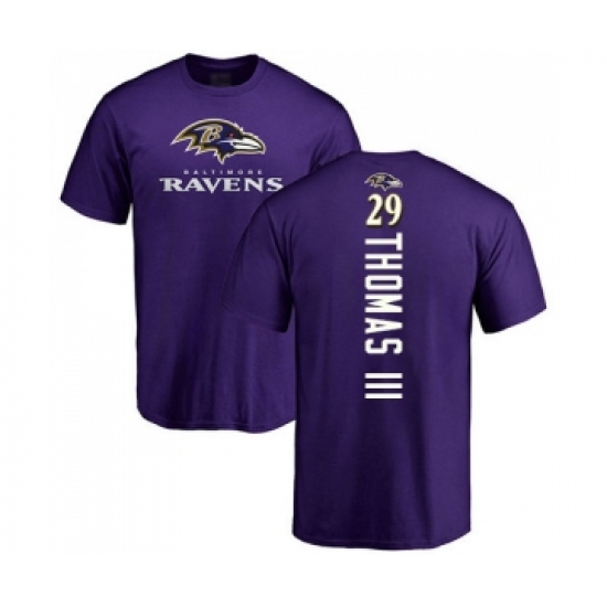 Football Baltimore Ravens #29 Earl Thomas III Purple Backer T-Shirt
