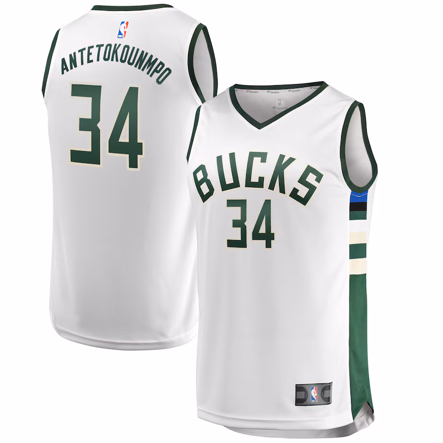 Men's Milwaukee Bucks Giannis Antetokounmpo Fanatics White Fast Break Replica Jersey - Association Edition