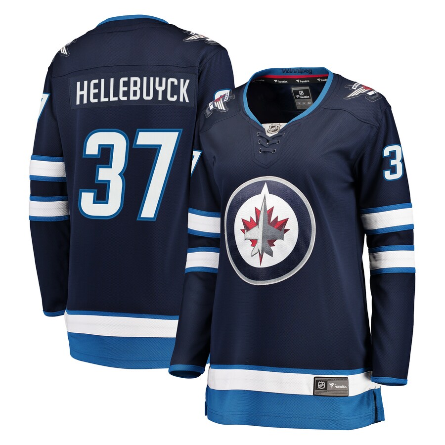Women's Winnipeg Jets Connor Hellebuyck Fanatics Branded Navy Breakaway Jersey