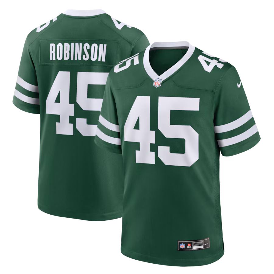 Men's New York Jets Mark Robinson Nike Legacy Green Team Game Jersey