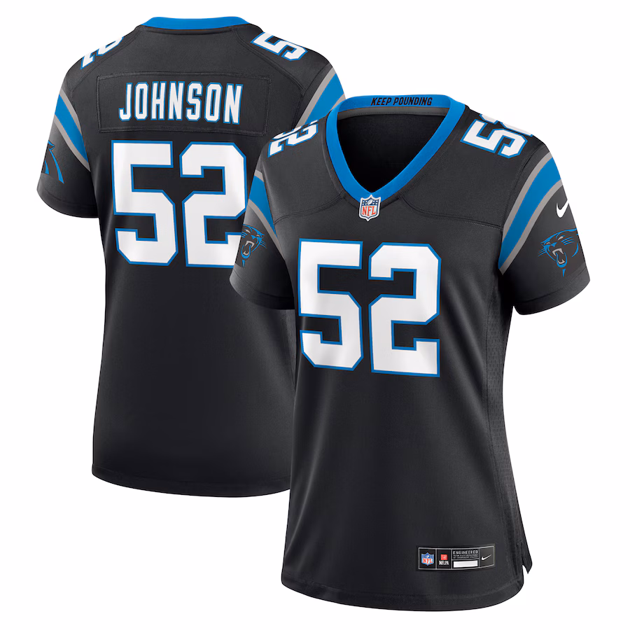 Women's Carolina Panthers DJ Johnson Nike Black Game Jersey