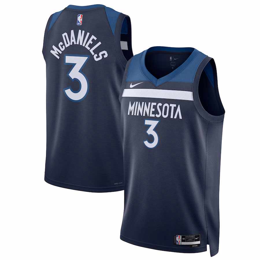 Unisex Minnesota Timberwolves Jaden McDaniels Nike Navy Swingman Player Jersey - Icon Edition