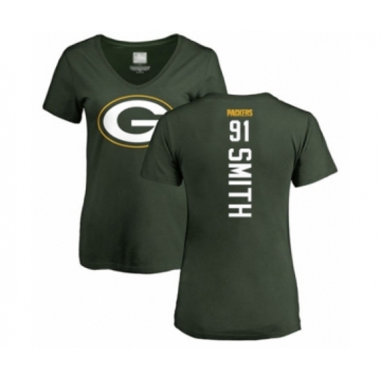 Football Women's Green Bay Packers #91 Preston Smith Green Backer T-Shirt