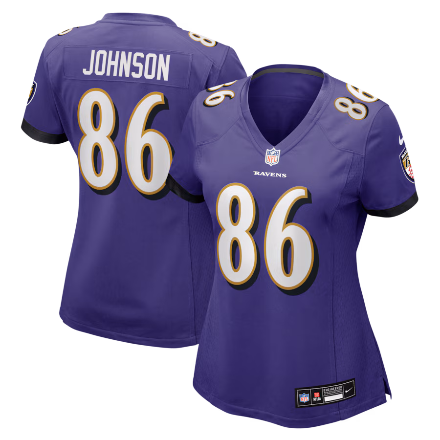 Women's Baltimore Ravens Cornelius Johnson Nike Purple Team Game Jersey