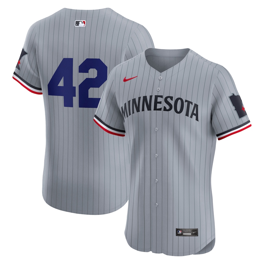 Men's Minnesota Twins Nike Gray Road 2024 Jackie Robinson Day Elite Jersey
