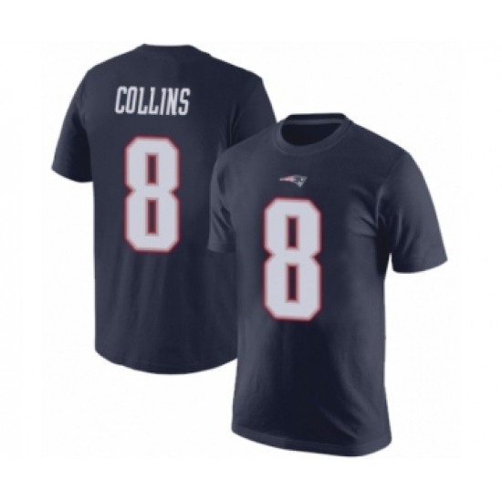 Football New England Patriots #8 Jamie Collins Navy Blue Rush Pride Name & Number T-Shirt