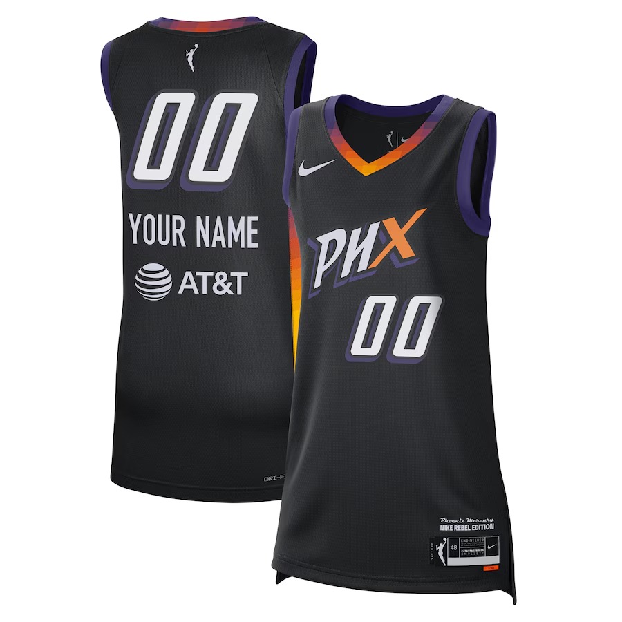 Unisex Phoenix Mercury  Nike Black 2024 Rebel Edition Custom Jersey