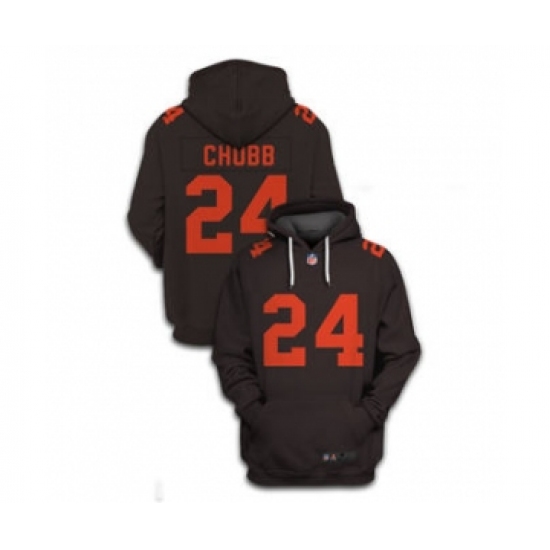 Men's Cleveland Browns #24 Nick Chubb 2021 Brown Pullover Football Hoodie