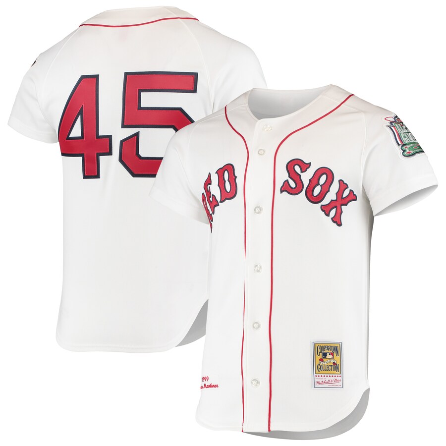 Men's Boston Red Sox Pedro Martinez Mitchell & Ness White 1999 Cooperstown Collection Home Authentic Jersey