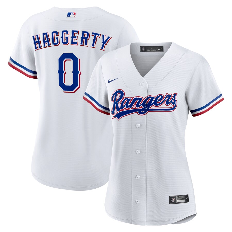 Women's Texas Rangers Sam Haggerty Nike White Home Replica Jersey