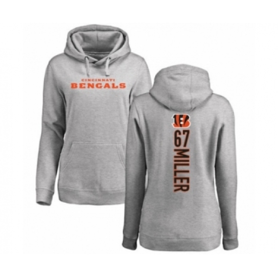 Football Women's Cincinnati Bengals #67 John Miller Ash Backer Pullover Hoodie