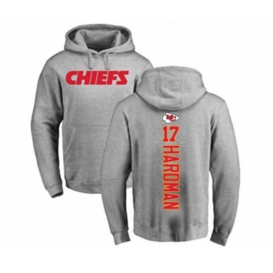 Football Kansas City Chiefs #17 Mecole Hardman Ash Backer Pullover Hoodie