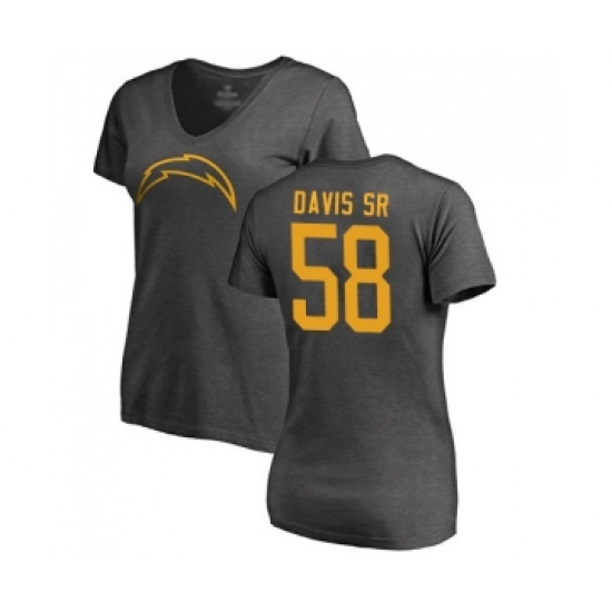 Football Women's Los Angeles Chargers #58 Thomas Davis Sr Ash One Color T-Shirt