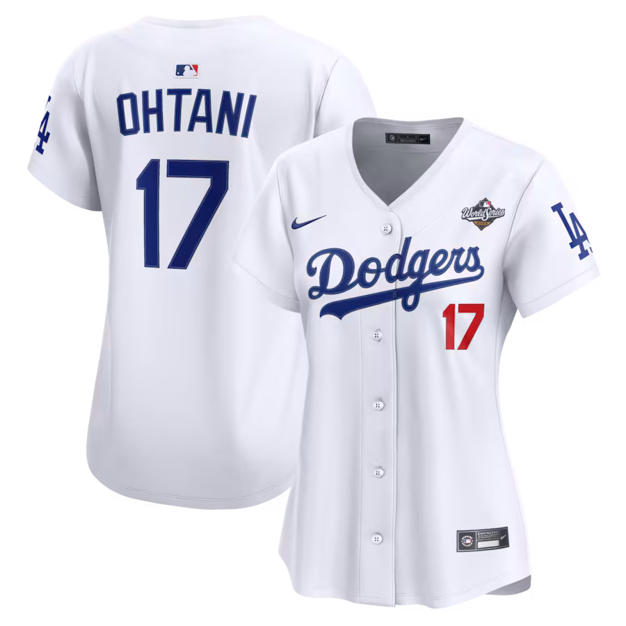 Women's Los Angeles Dodgers Shohei Ohtani Nike White 2025 World Series Home Limited Jersey